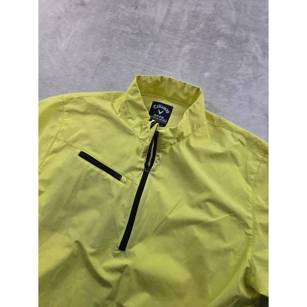 Callaway Golf Windbreaker‎ Mens Large Neon Yellow Weather Series Wind Shirt